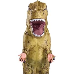 Inflatable T-Rex Dinosaur Costume  Full Body Blow Up Suit Tan Brown
